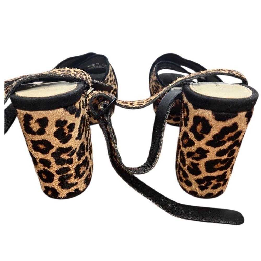 ZARA Leopard Print Cow Hair Platform Heel Sandals EU 40 Y2K Sexy Club Rave Rare - Picture 10 of 16